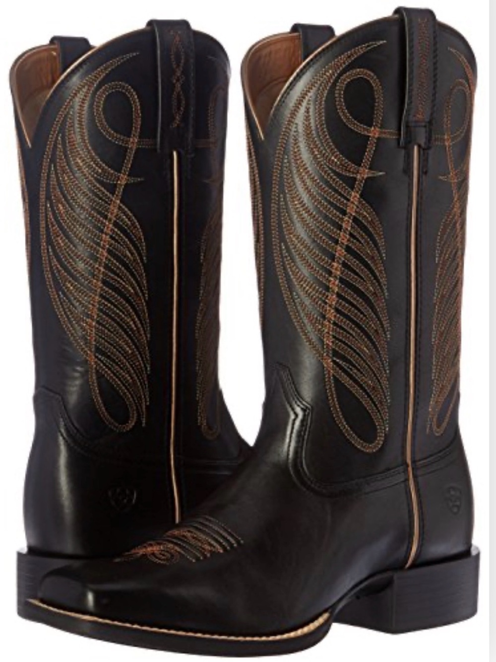 ARIAT Women’s Round Up Wide Square Toe Western Boot in Limousine Black